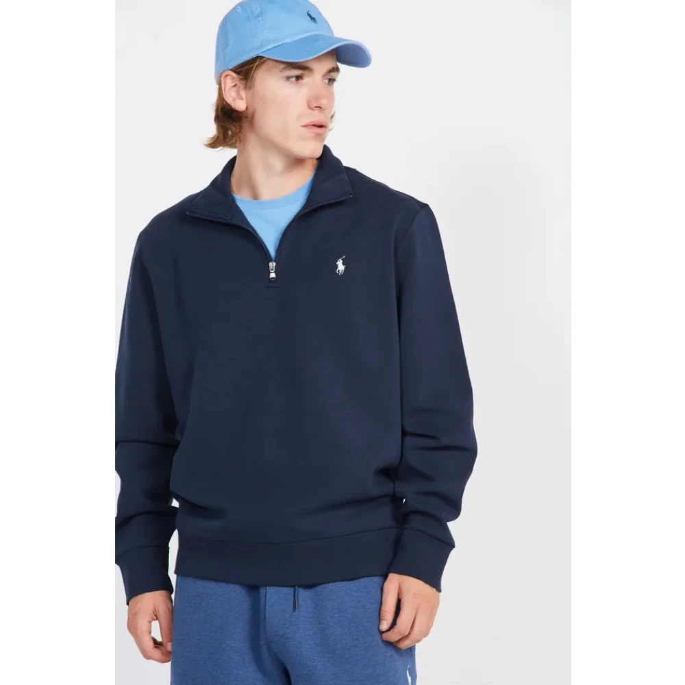 Polo Ralph Lauren Navy Sweatshirt met Hoge Kraag Blue Heren