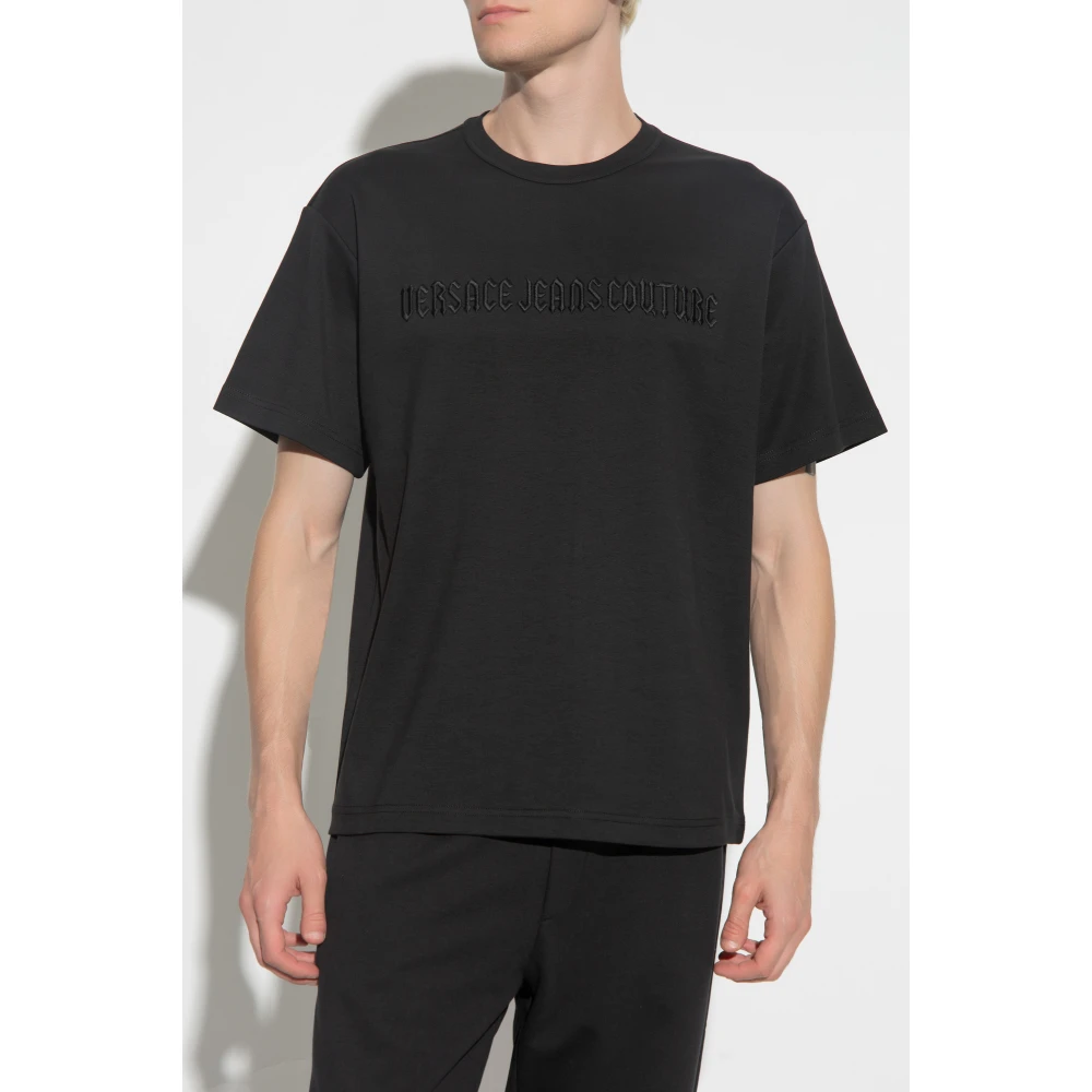 Versace Jeans Couture T-shirt met Logo Black Heren
