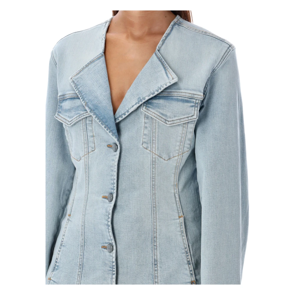 Ganni Lichtblauwe Tint Wash Denim Blazer Blue Dames