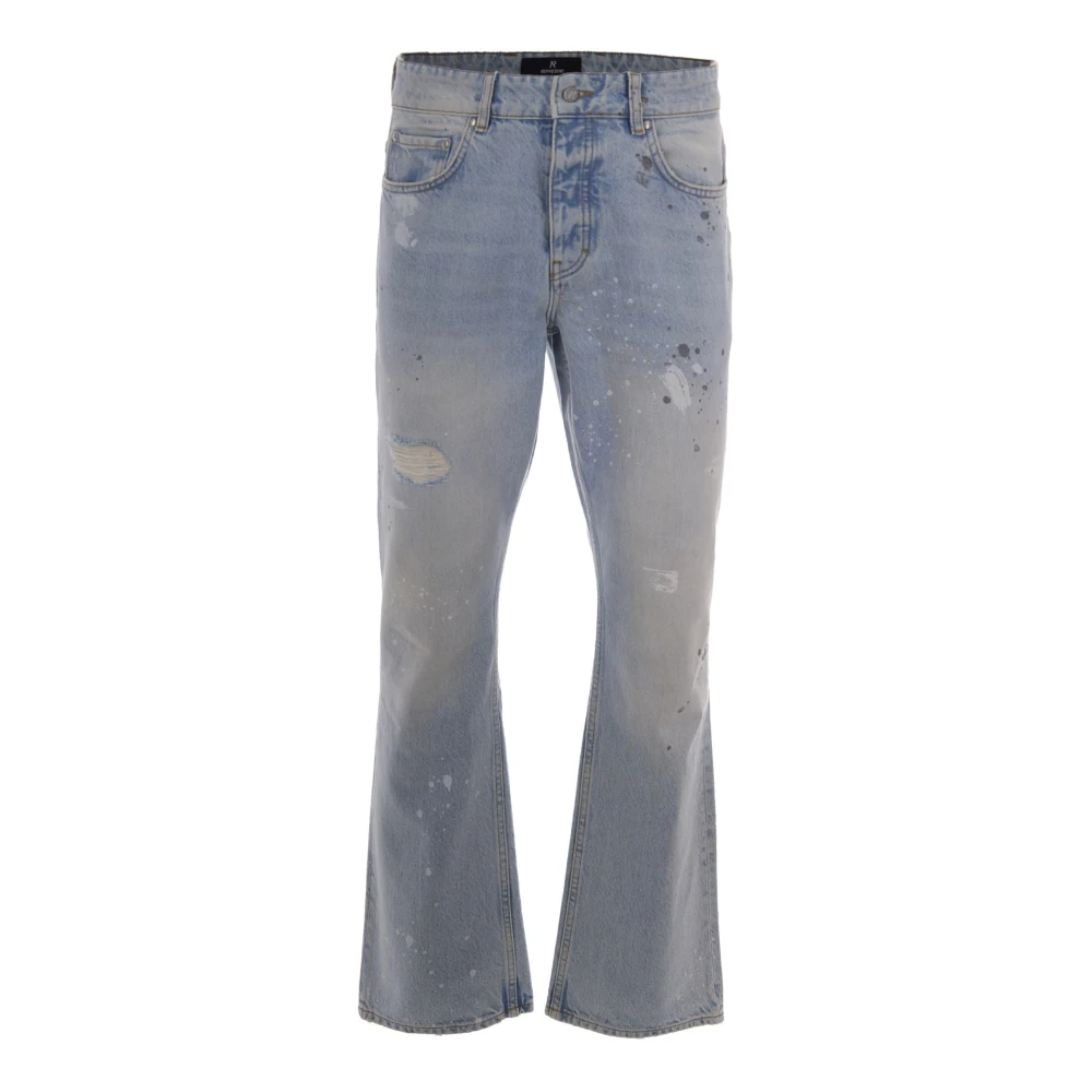Represent Blue Flare Jeans, Male, W33, Painted Denim