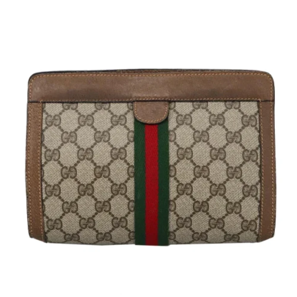 Gucci Vintage Pre-owned Leather clutches Beige Dames
