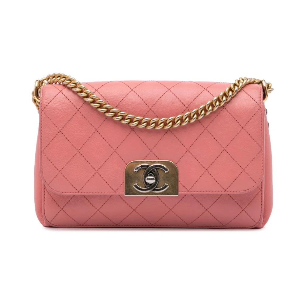 Chanel Vintage Damen Rosa Gebrauchte Chanel Gesteppte Lammleder Umhängetasche