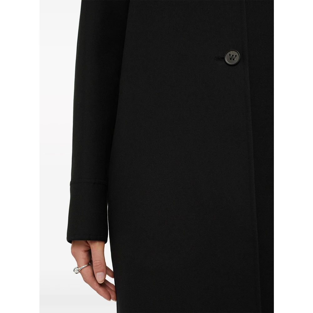 Jil Sander Zwarte Katoenen Jas Spreid Kraag Italië Black Dames