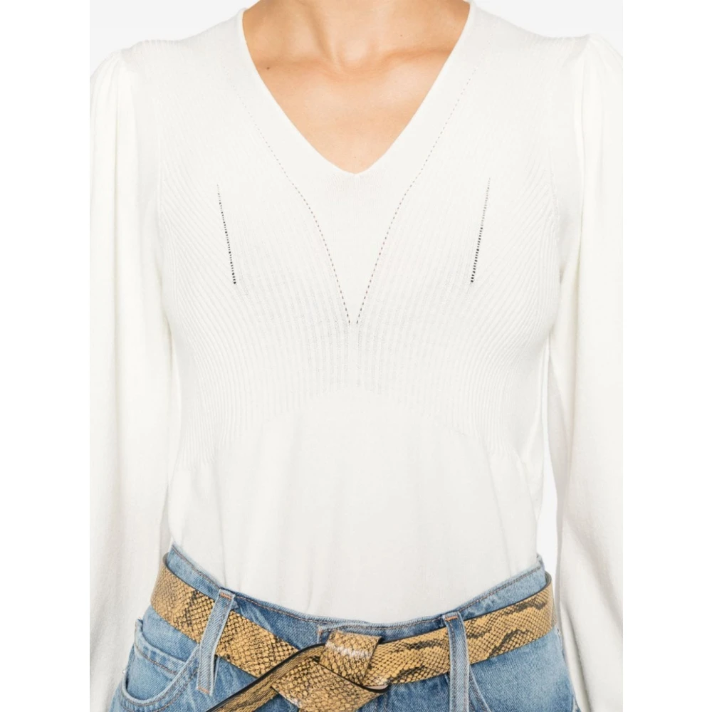 Twinset Geperforeerde V-hals Sweaters White Dames