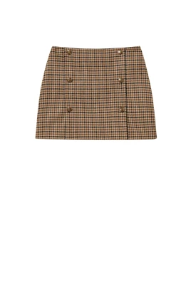 Wool Blend Chequered Mini Skirt
