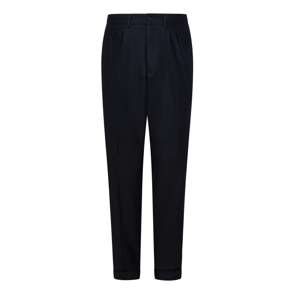Boglioli Blauwe Taps Toelopende Wollen Broek Blue Heren