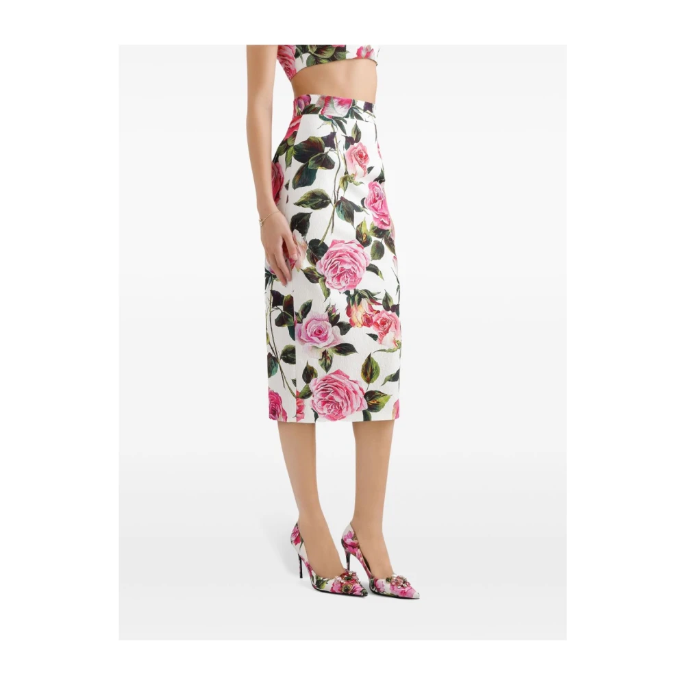 Dolce & Gabbana Witte Roze Rok Elegante Chic Stijl Multicolor Dames