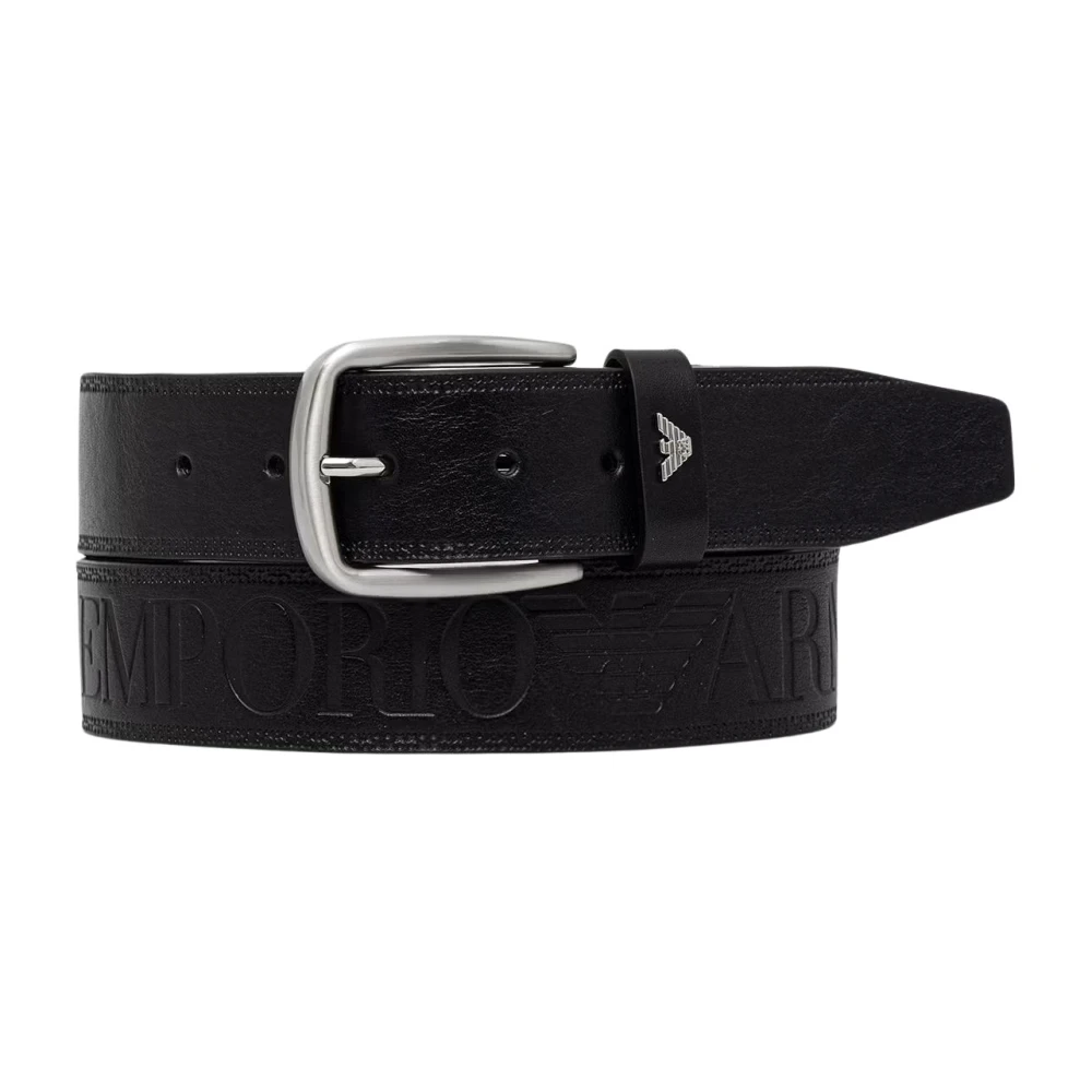 Emporio Armani Leather Belt - Male - Belts - Black - 100 Cm - Accessories
