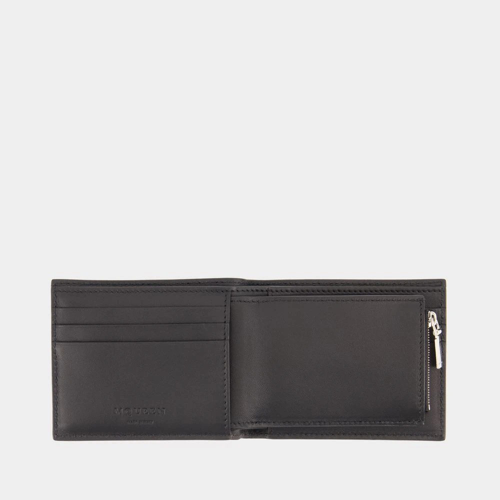 alexander mcqueen 2in1 Leren Portemonnee Zwart Zilver Black Heren