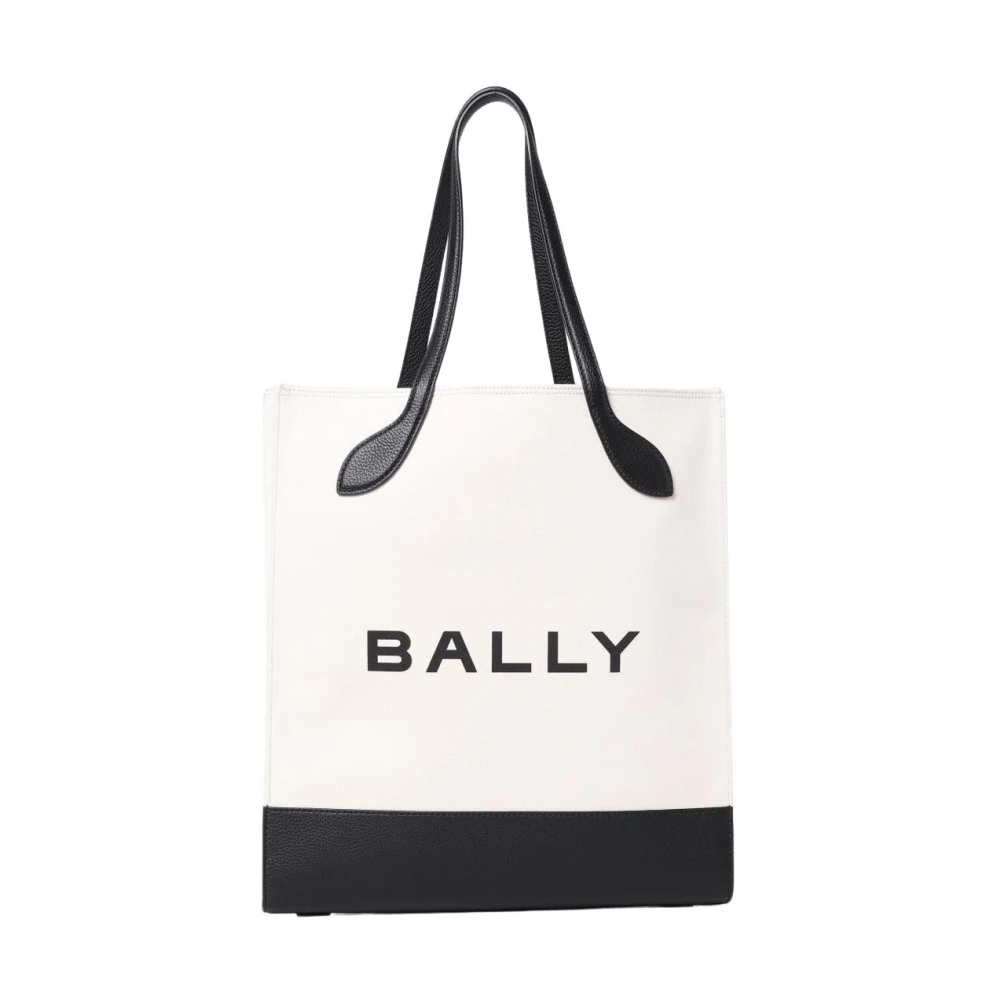 Bally Women's Beige Shopping Bags, One Size, Canvas Leather Tote Bag