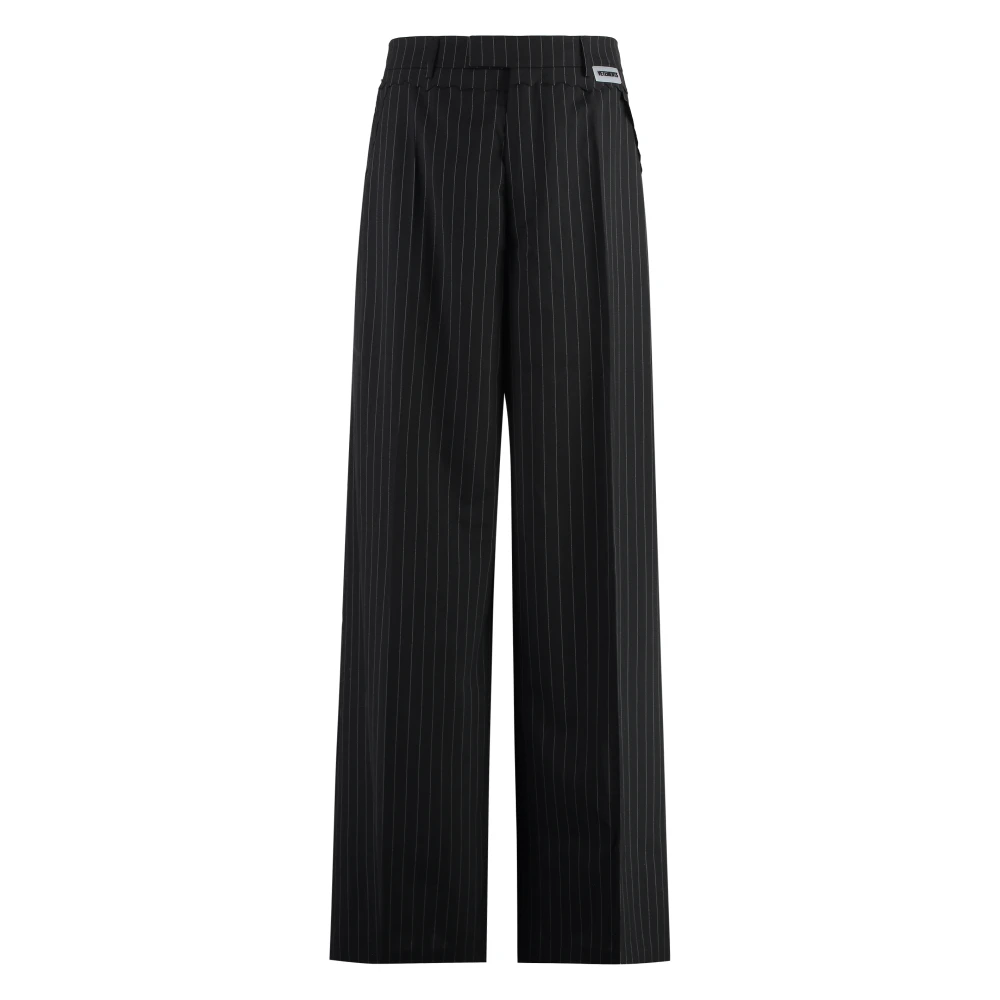 Vetements Pinstriped Wool Trousers Black Heren