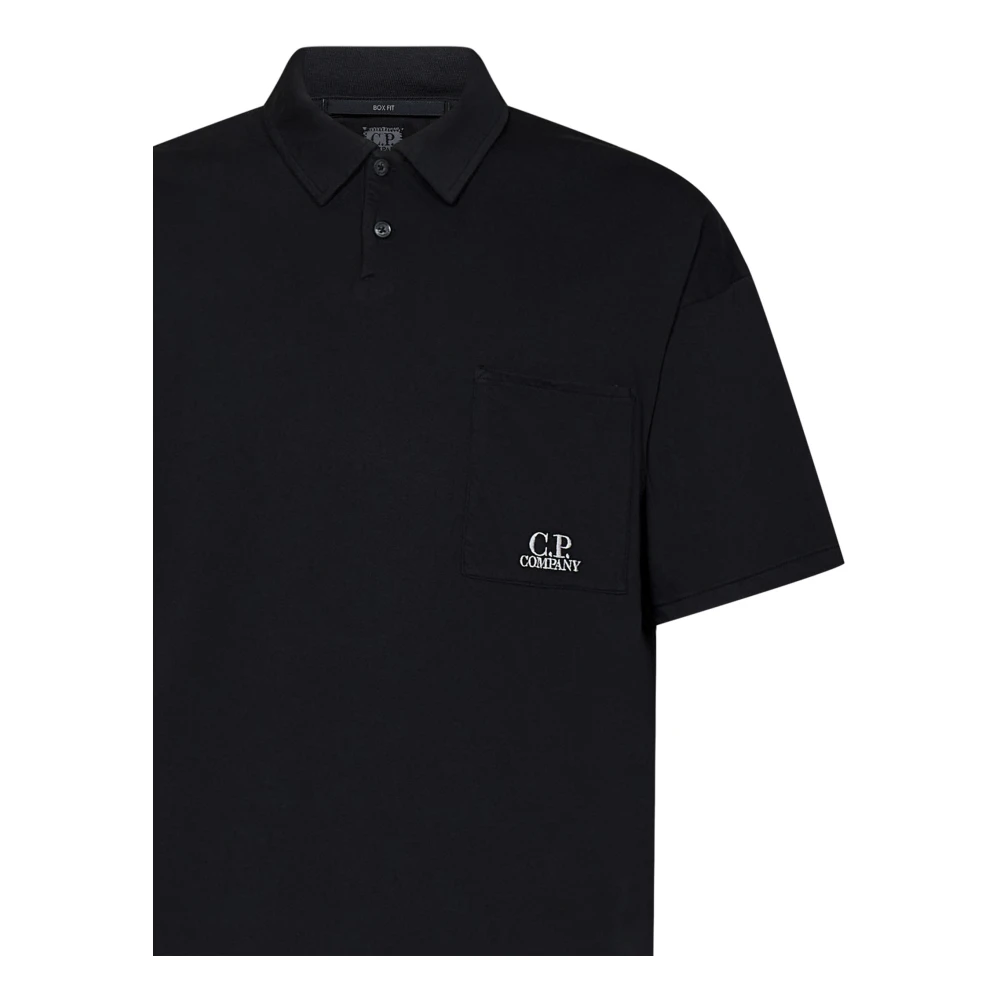 C.P. Company Zwarte T-shirts en Polos met Contrasterend Logo Borduursel Black Heren
