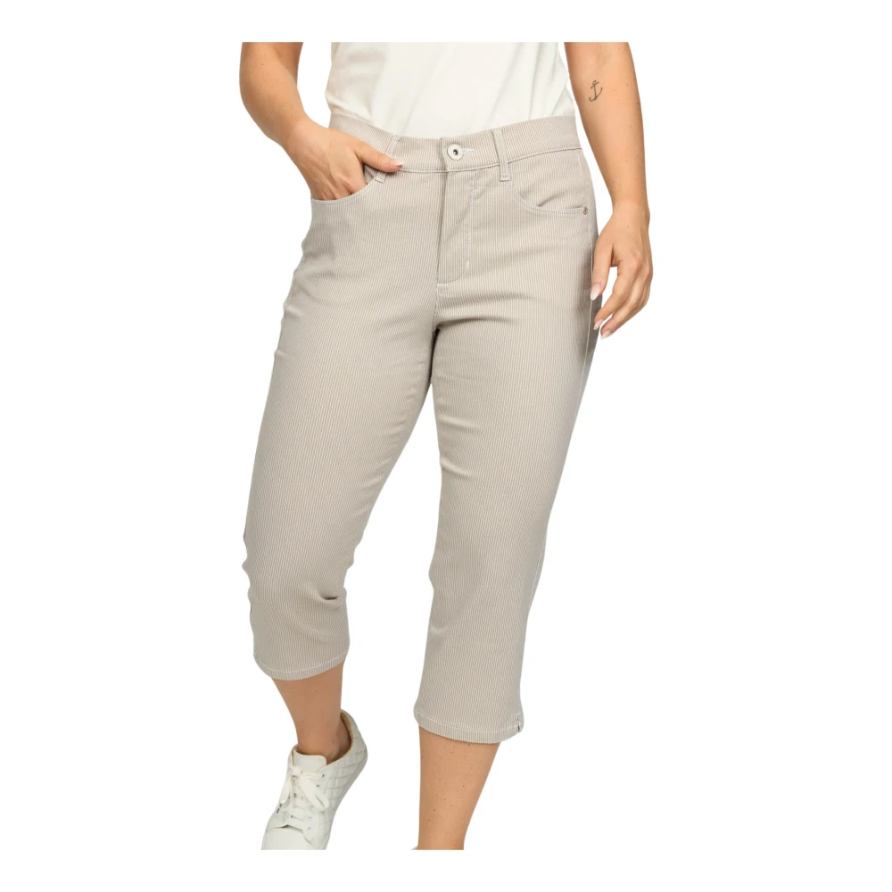 2-Biz Korte wijde broek met hoge taille Beige Dames