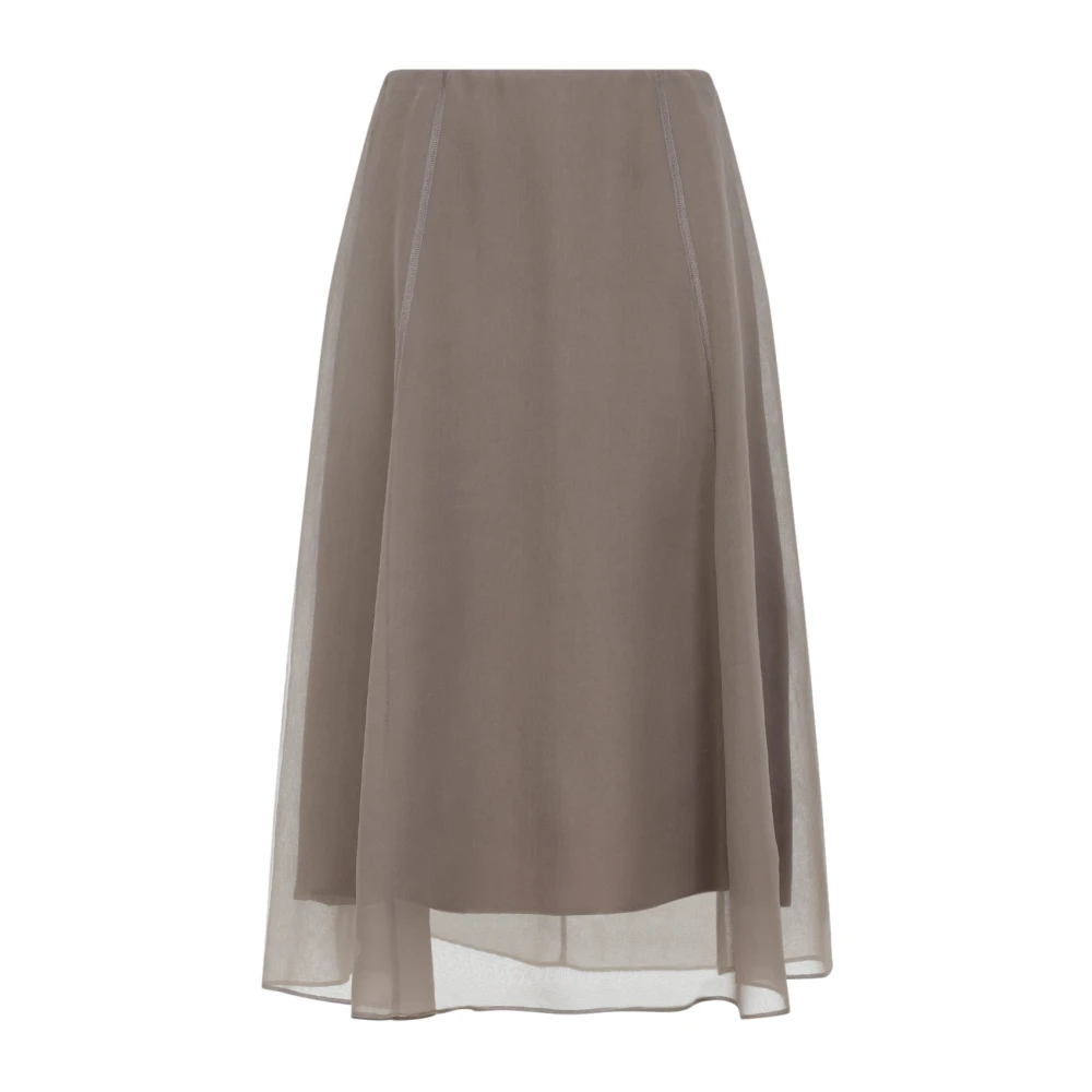 Brunello Cucinelli Women's Brown Tulle Skirt - Midi Skirts - Xs - Skirts