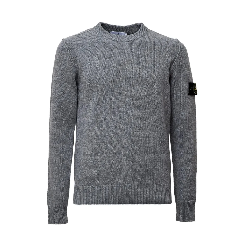 Stone Island , Round-Neck Knitwear, Male, Gray, Xl, Maglia Rws
