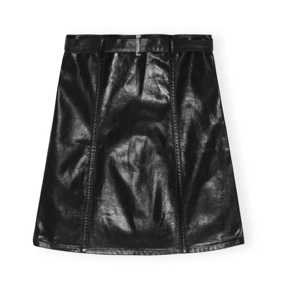 Ganni Zwarte Foil Denim Corsage Top Black Dames