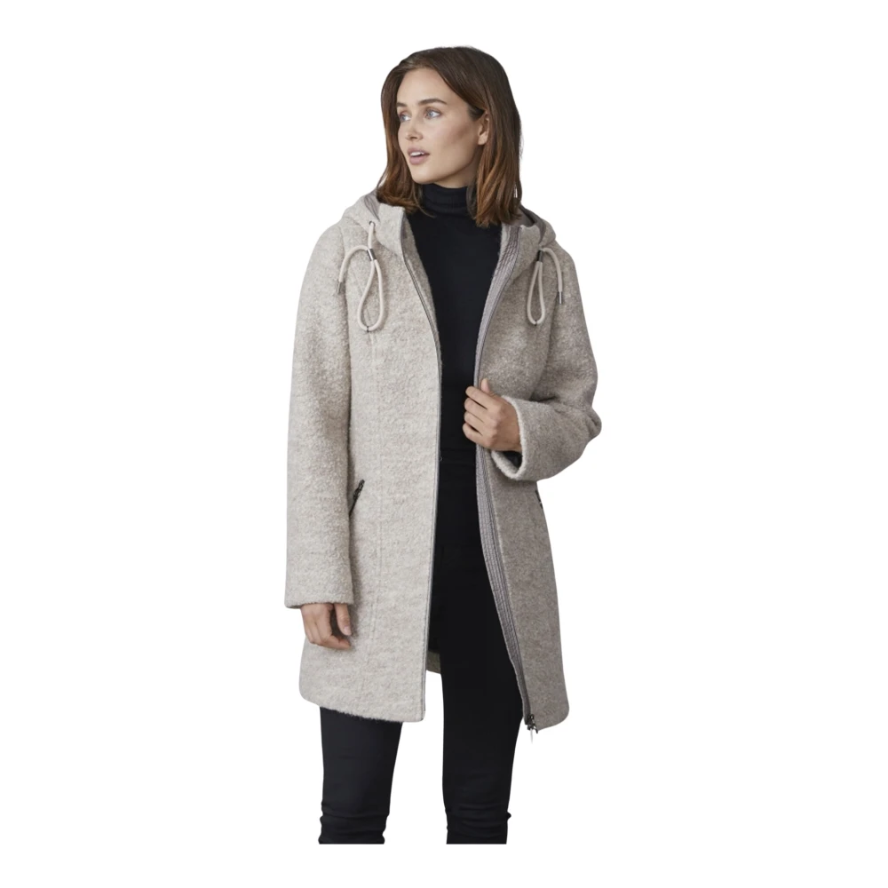 Junge Beige Elegant Wool Coat With Hood - Female - Parkas - 2XL - Coats