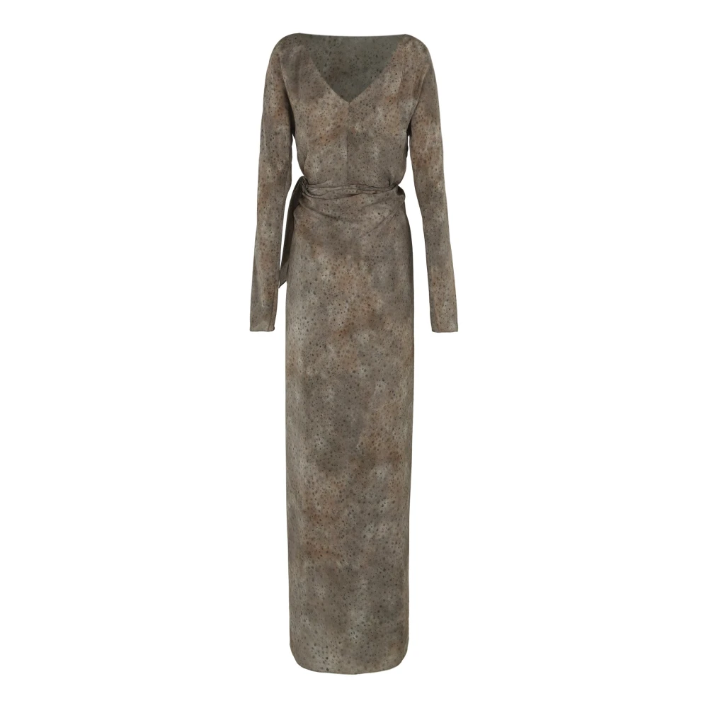 Cortana Zijden Omslagjurk Abstracte Print Gray Dames