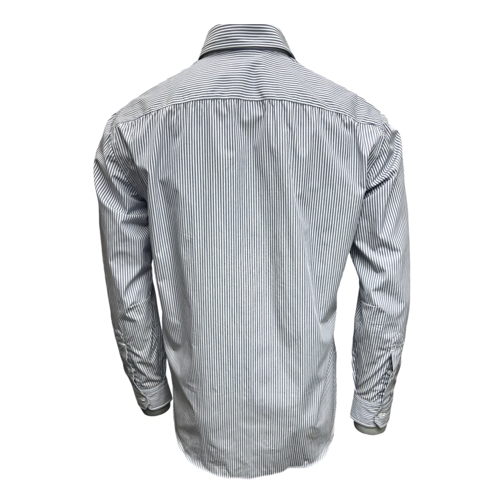 Salvatore Piccolo Napolitaanse Stijl Overhemd Blauw-Witte Strepen Blue Heren