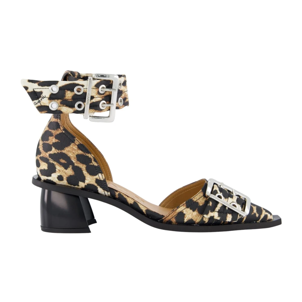 Ganni Women's Beige Pumps, 4 Uk, Chunky Buckle Open Cut Sandals