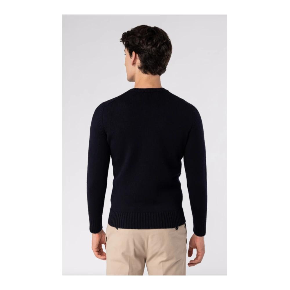 Drumohr Blauwe Wollen Ronde Hals Trui Blue Heren