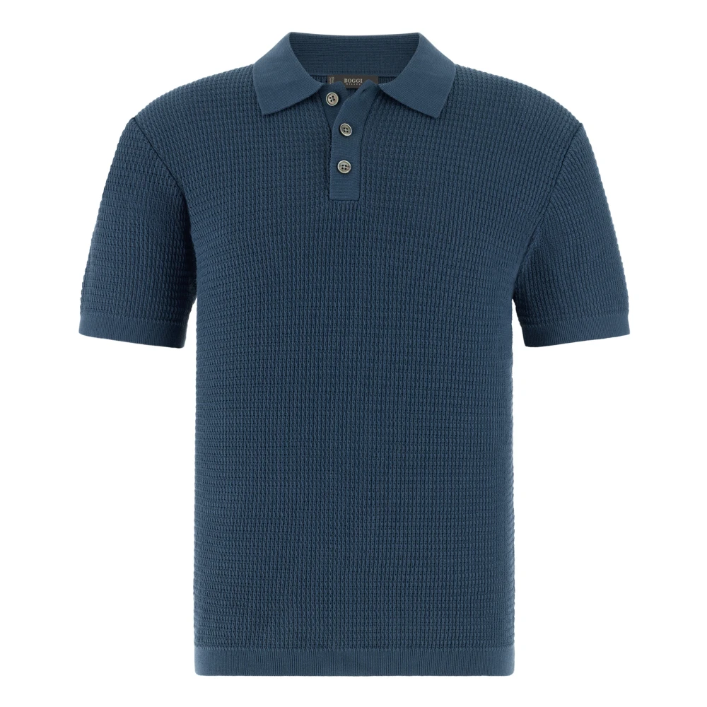 Boggi Milano Mannelijk Blauw Truien & Vesten Heren, 2XL, Katoen, B Gebreid Poloshirt