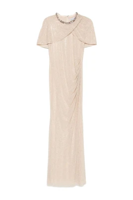 Embellished Cape Maxi Dress