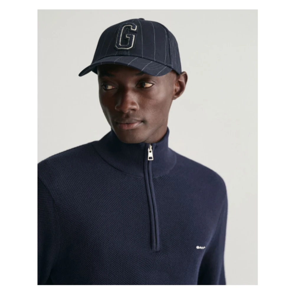 Gant Klassieke Katoenen Piqué Half-Zip Trui Blue Heren
