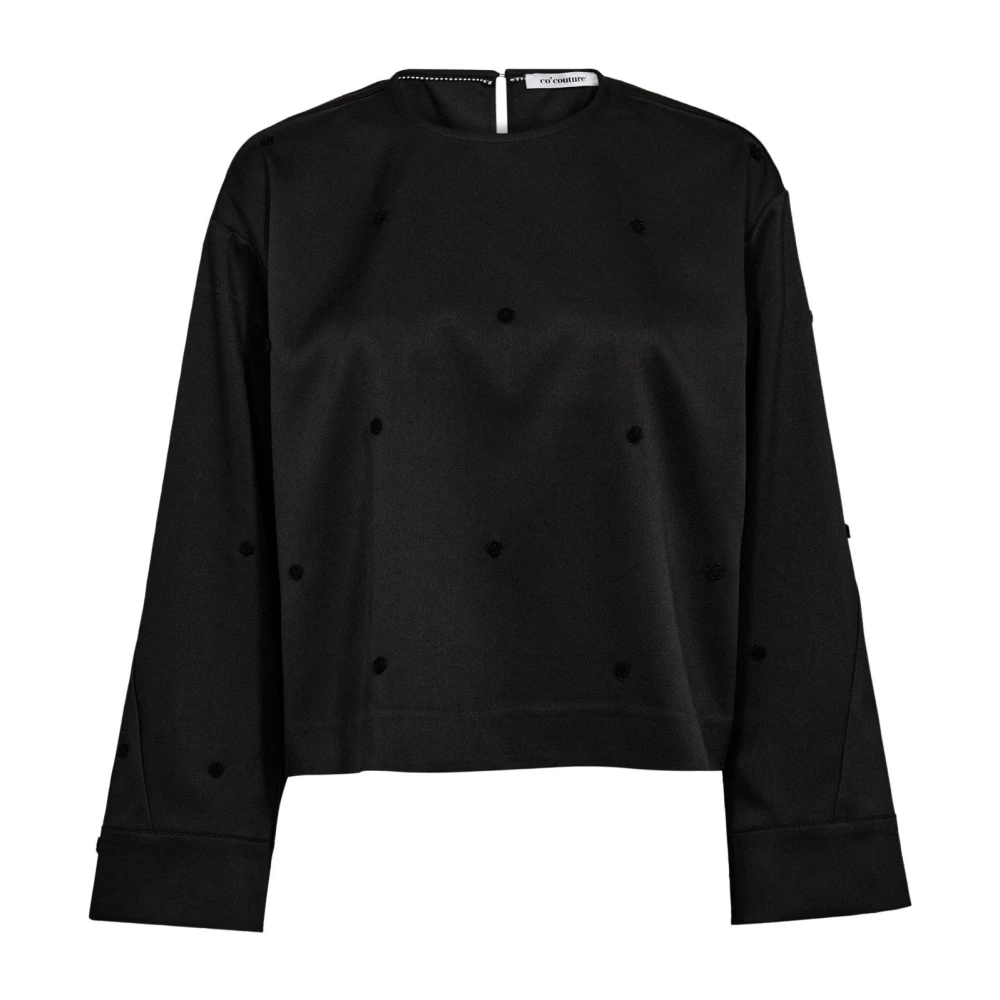 Co'couture Women's Black Blouses, Xl, Clovercc Dot Blouse