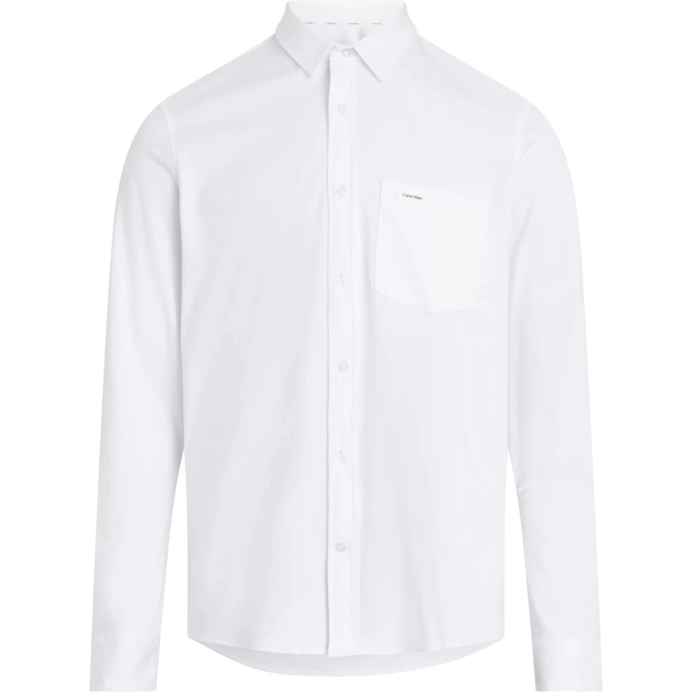 Calvin Klein Glad Katoen Zak Slim Shirt White Heren