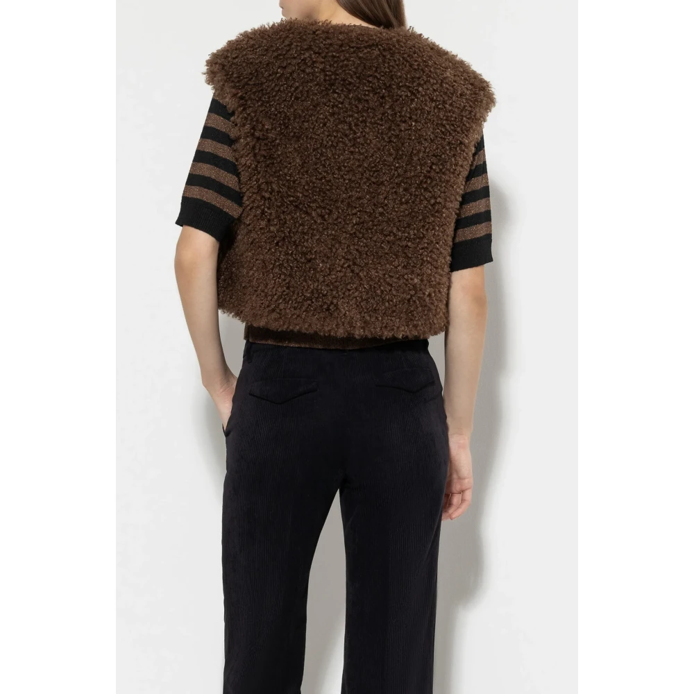 LUISA CERANO Imitatiebont Vest met Decoratieve Sluiting Brown Dames