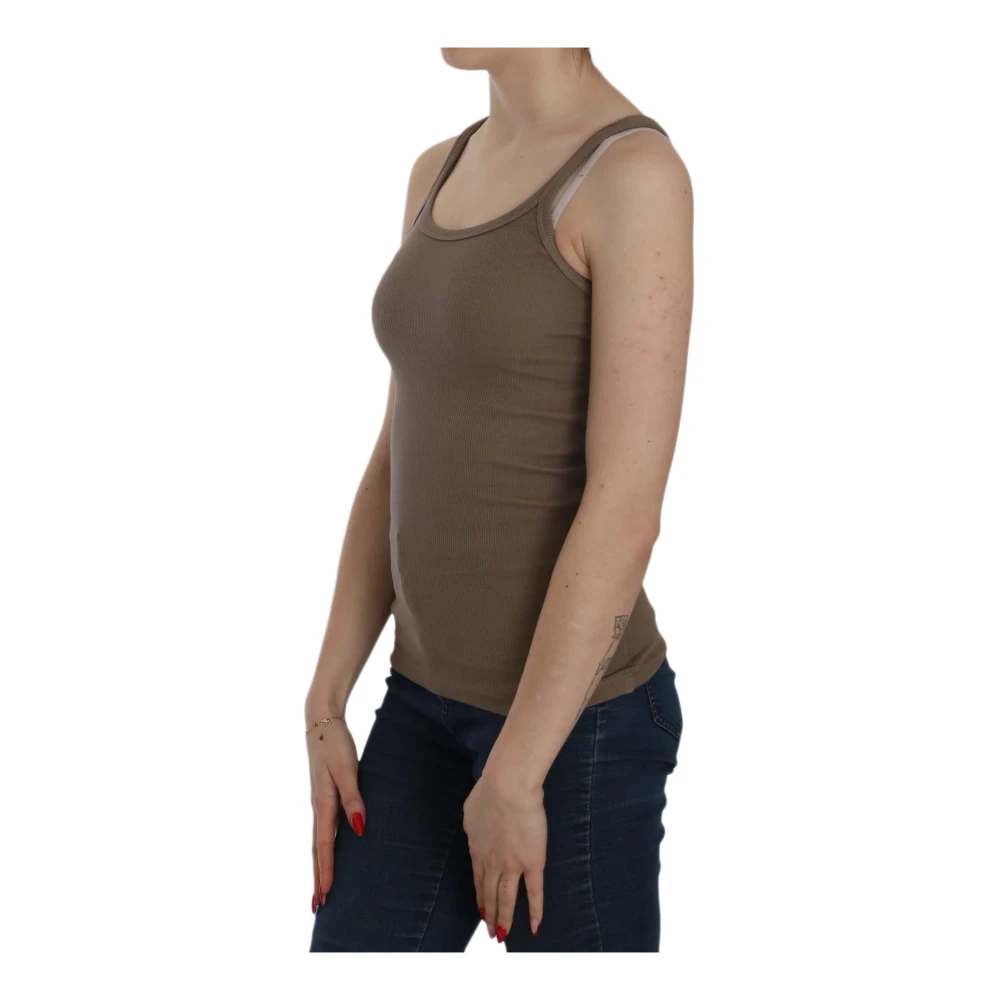 Pink Memories Elegant katoenen spaghettibandtop Brown Dames