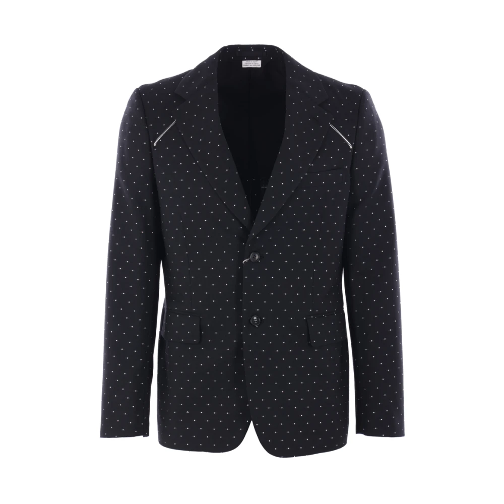 Comme des Garçons Zwarte Deconstructed Wol en Kunstleren Jas Black Heren