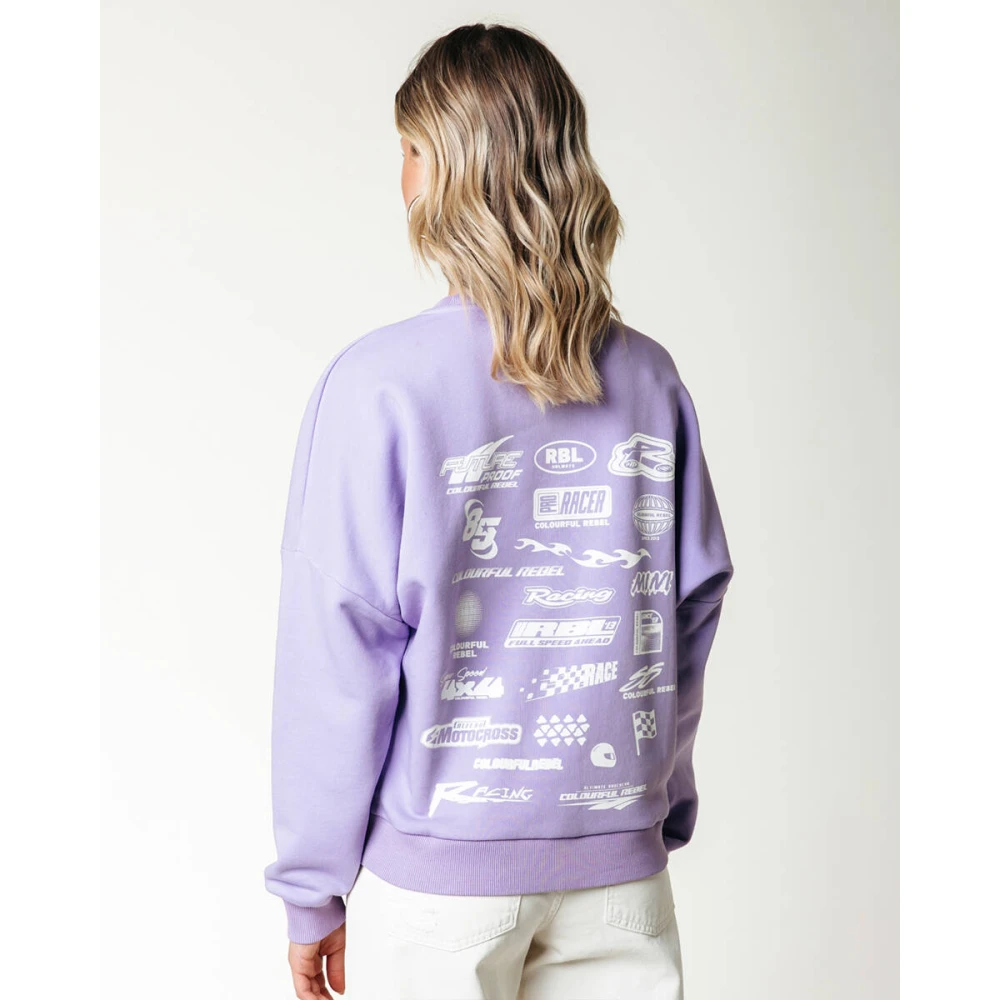 Colourful Rebel Multi Racer Logo Sweater Purple Dames