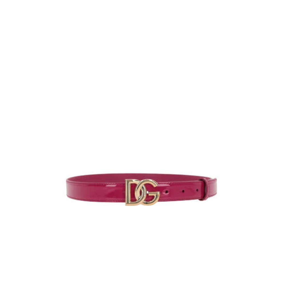 Dolce & Gabbana Rode Glanzende Riem met Verstelbare Logo Gesp Red Dames