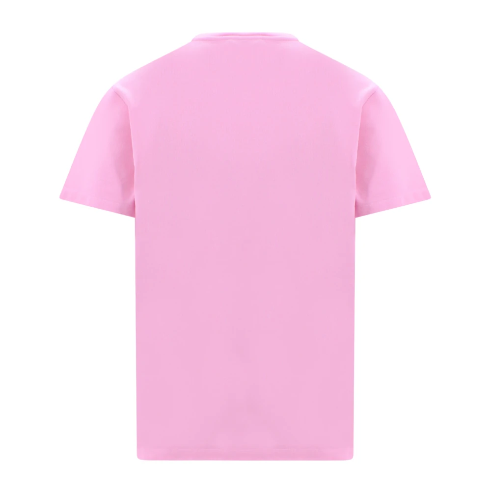 Maison Kitsuné Katoenen Crew-Neck Geborduurd T-Shirt Pink Heren