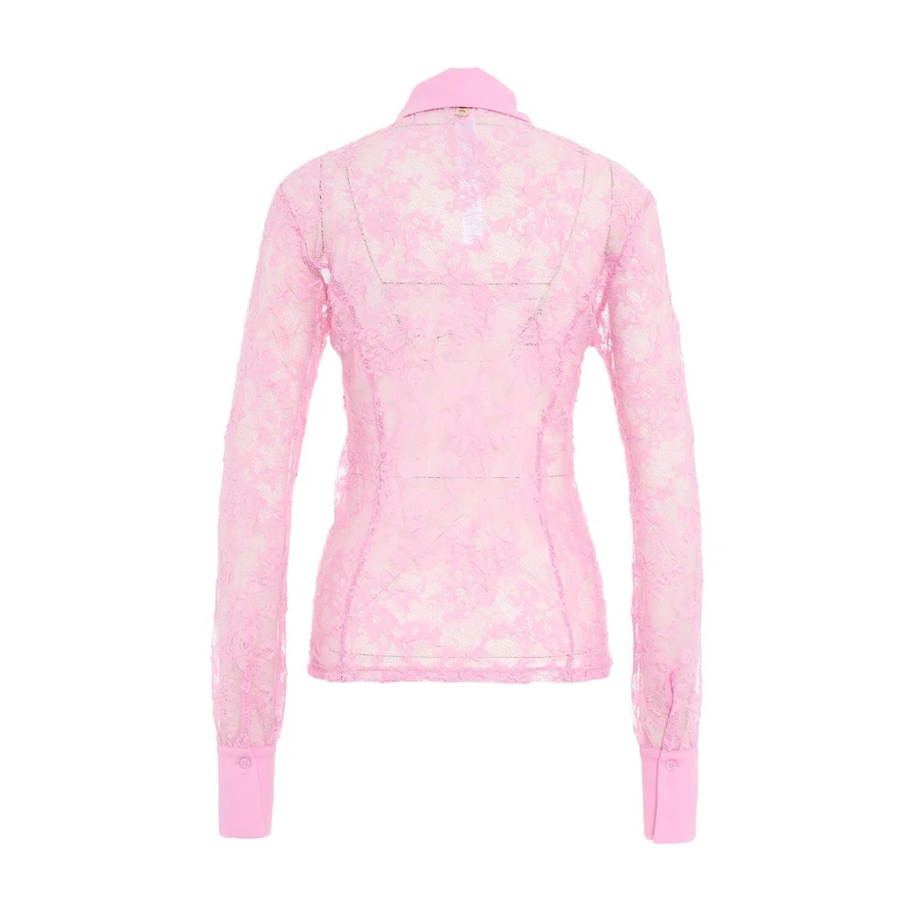 Blugirl Kanten blouse met hanger knoopsluiting Pink Dames