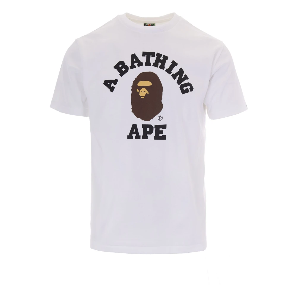 A Bathing Ape Men's White Crewneck T-Shirt - T-Shirts - Xl - Tops