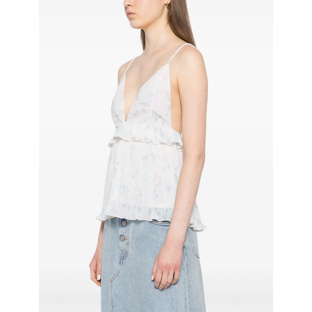 Ganni Elegante Georgette Top voor Vrouwen White Dames