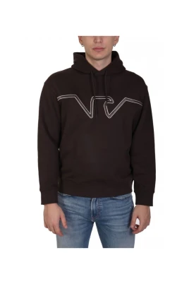 Hoodad Jersey Sweatshirt med präglad kupolformad logga