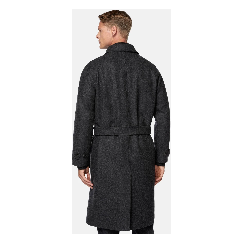 Boggi Milano Enkelrijig wollen jas Black Heren