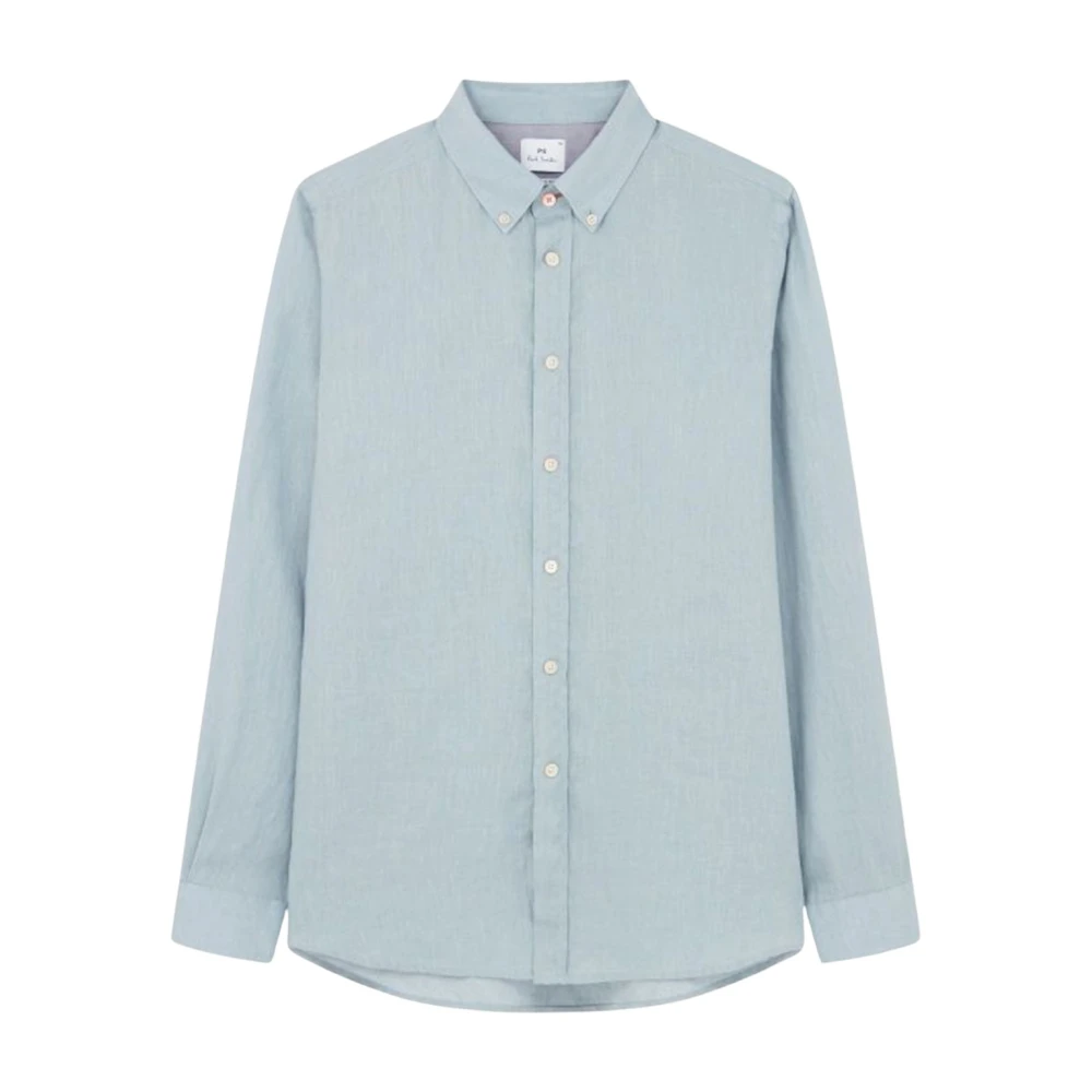 Paul Smith Men's Blue Casual Shirts, L, Regular Fit Linen Shirt