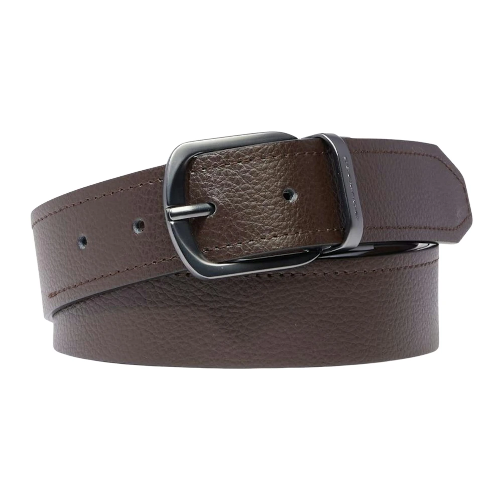 Piquadro Mannelijk Bruin Men’s Leather Belt With Prong Buckle