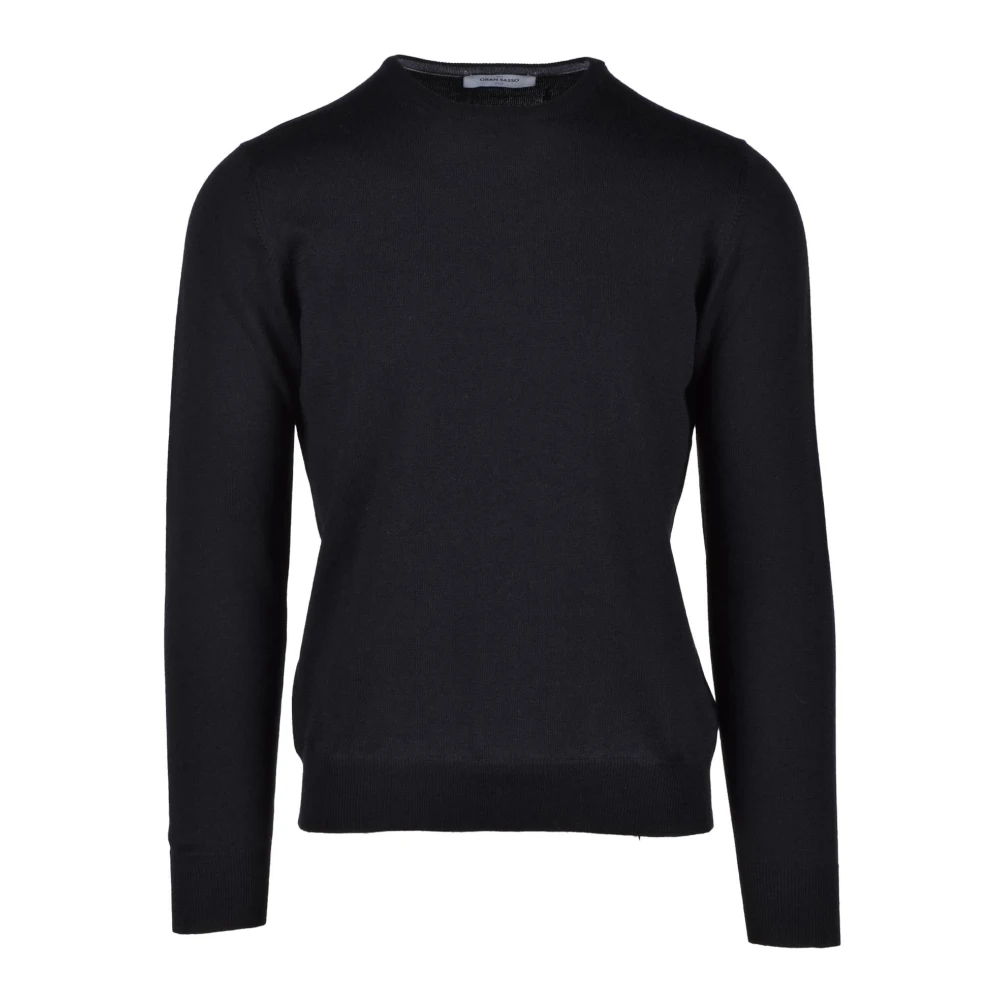 Gran Sasso Hombre Negro - Jersey De Lino Y Algodón- Knitwear - L- Jersey De Lino Y Algodón