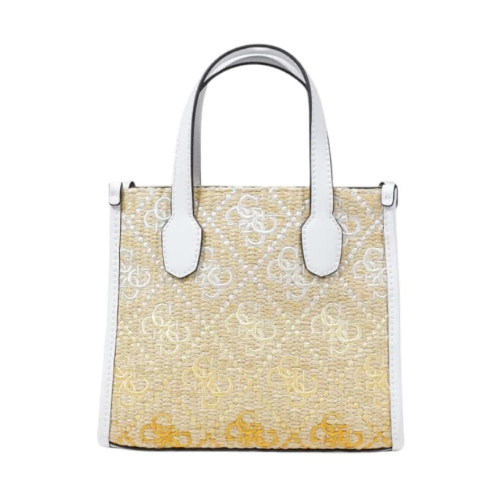 Guess Stijlvolle Bedrukte Handtas met Schouderband Beige Dames