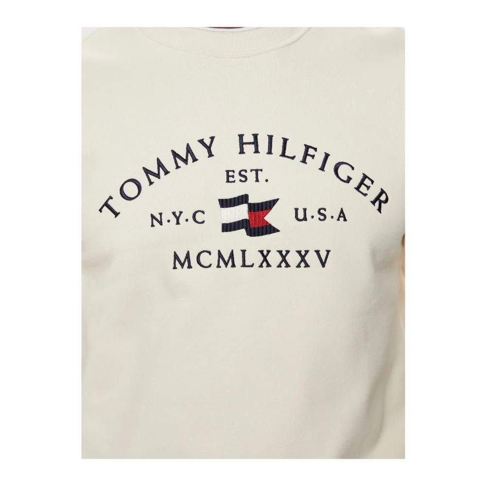 Tommy Hilfiger Logo Katoenen Sweatshirt Klassieke Stijl White Heren