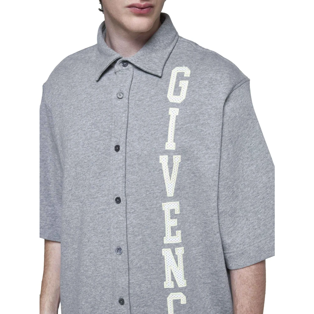 Givenchy Lichtgrijs Gemêleerd Katoenen Jersey T-shirt met Halve Mouwen Gray Heren