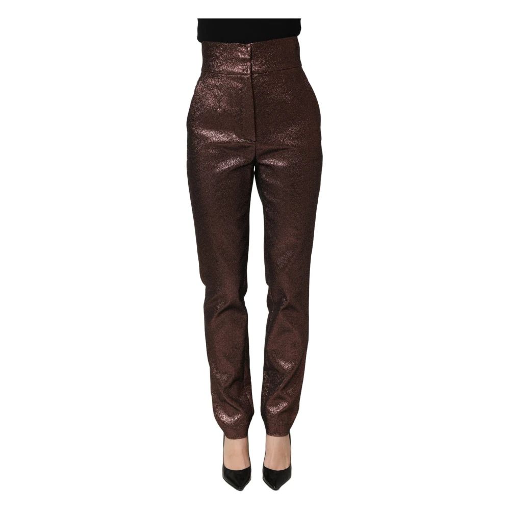 Dolce & Gabbana High Waist Tapered Leg Trousers - Female - Tapered Trousers - Brown - S - Trousers