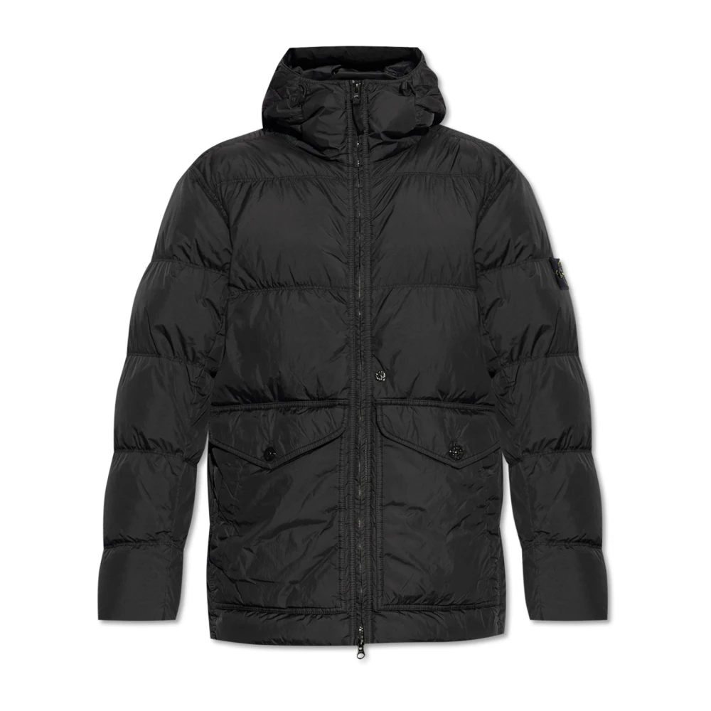 Stone Island Donsjack met logo Black Heren