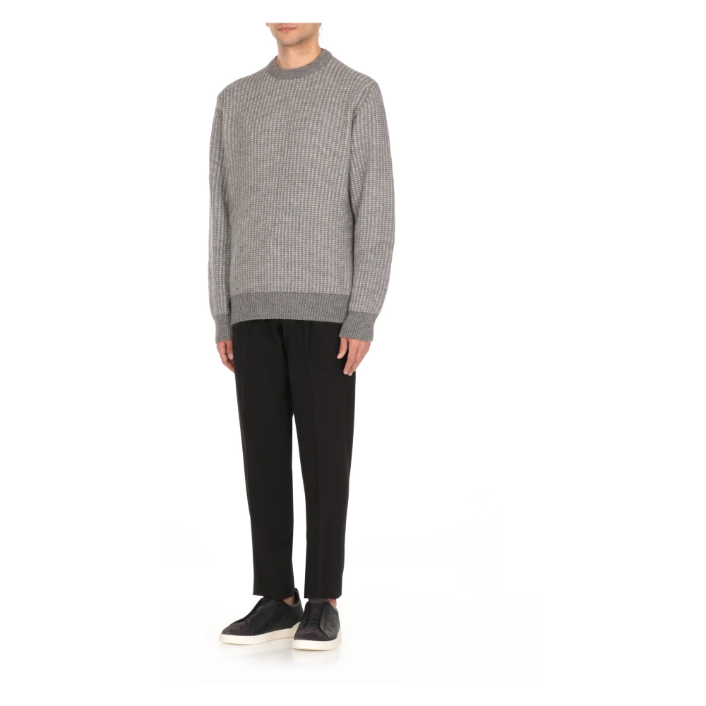 Ermenegildo Zegna Grijze Cashmere Crewneck Trui met Patroon Gray Heren